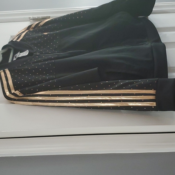 Adidas | Black Jacket Rose Gold Metallic Polka-dot - Picture 3 of 7